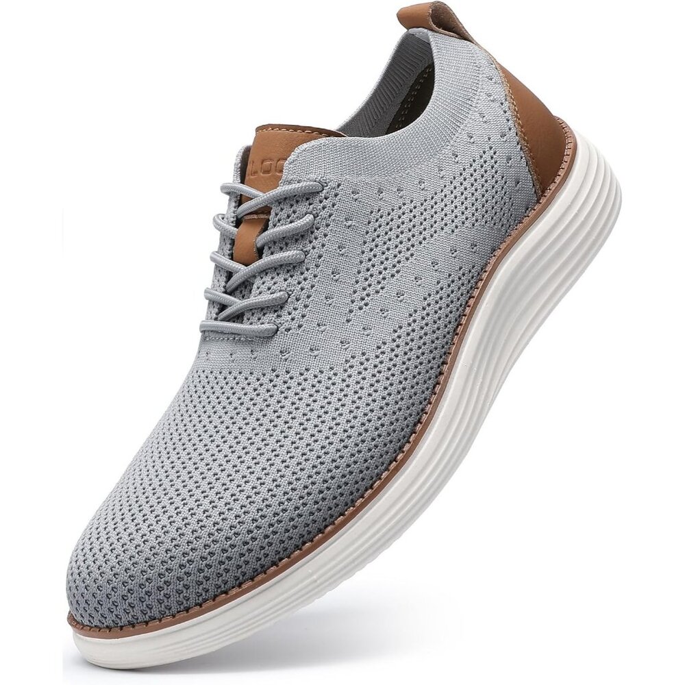 ⚡Men Light Grey Oxford Business Mesh Breathable Tennis Comfortable Walking Shoes